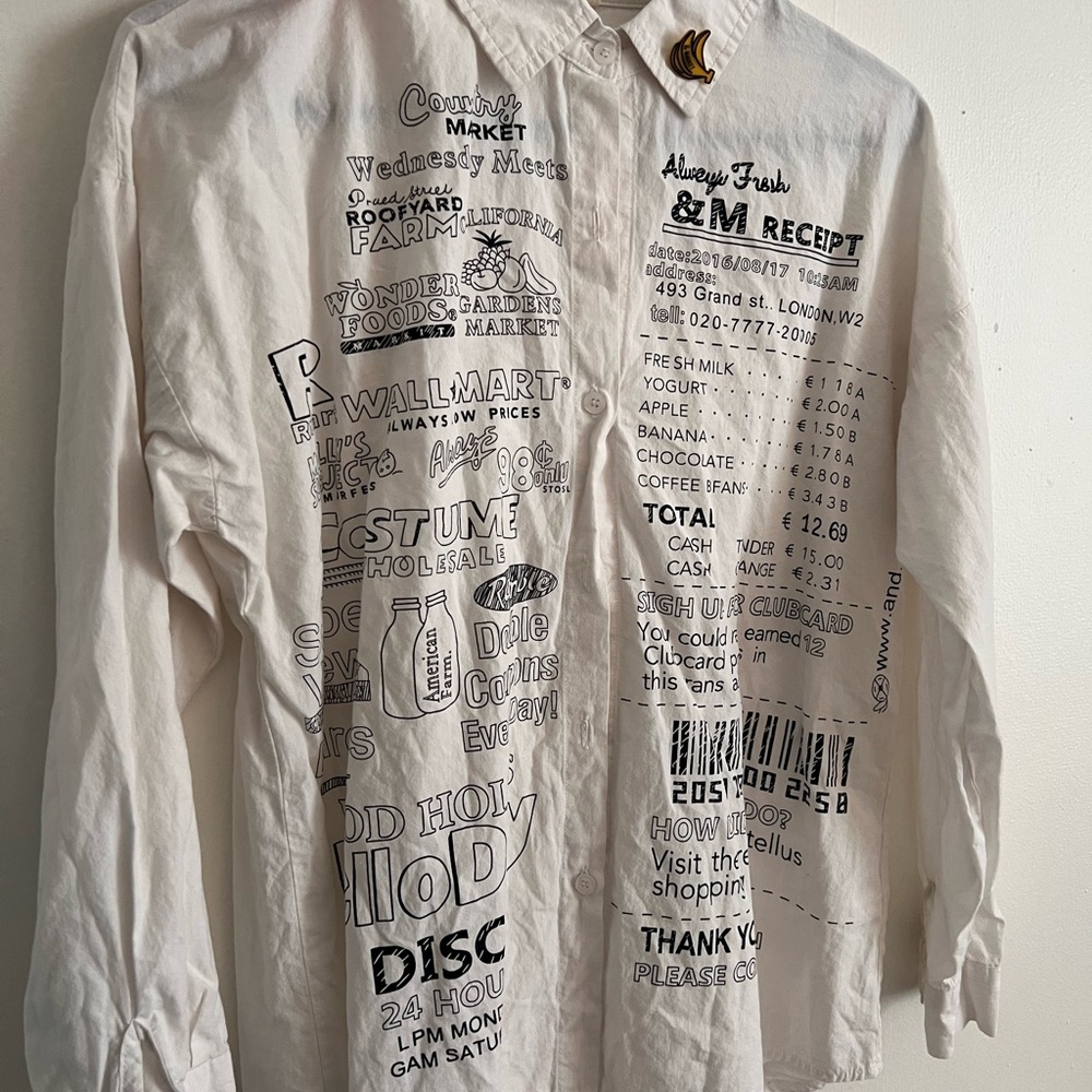 White Graphic Print Shirt